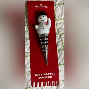 Snowman Hallmark lamp work glass bottle stopper NWOT